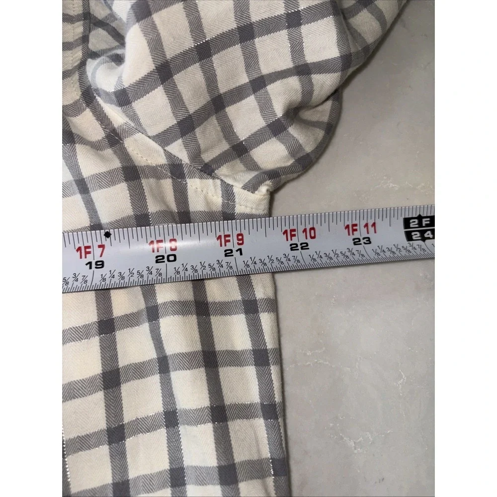 2 Talbots Flannel Shirt Womens LP Plaid Button Front Collar Long Sleeve‎ Cotton